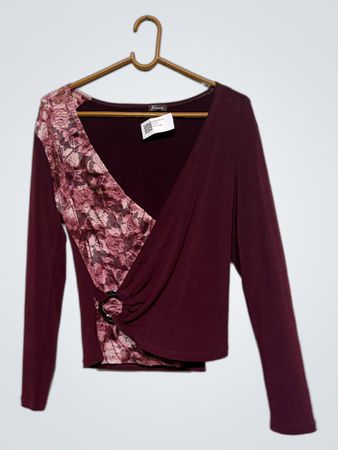 Frenosy Damen Langarm-Wickeloberteil mit floralem Druckdetail