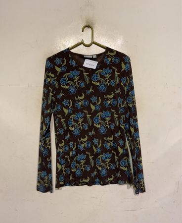 LINDY BOP Damen Braun Blumen Langarmshirt