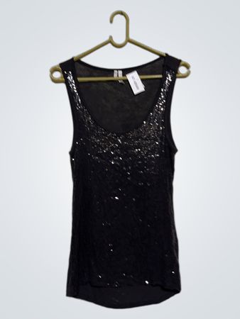 Schwarzes Pailletten-Top