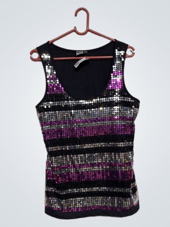 WALK AND TALK Pailletten Tanktop
