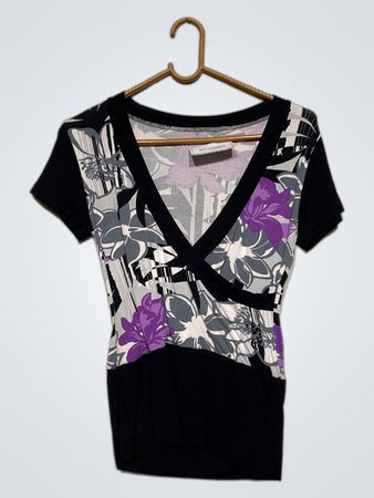 Damen V-Ausschnitt Floral Print Top
