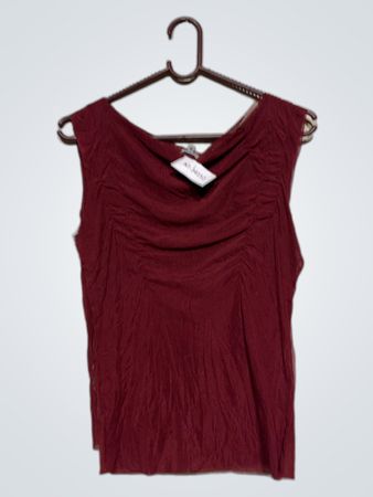 Maroon ärmelloses Top mit Pailletten und Raffung