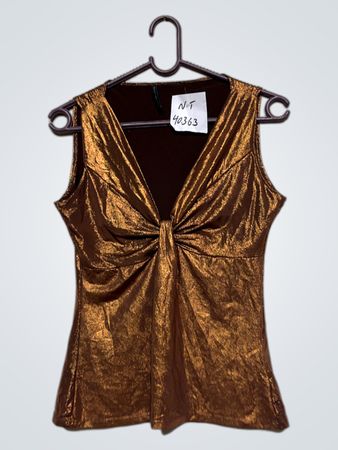 Naf Naf Braunes Metallic-Knot-Front Ärmelloses Top