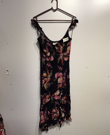 NEXT Schwarzes Blumenmuster Midi-Kleid