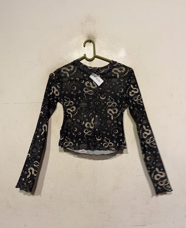 KAOTHO Langarm-Mesh-Top mit himmlischem Druck