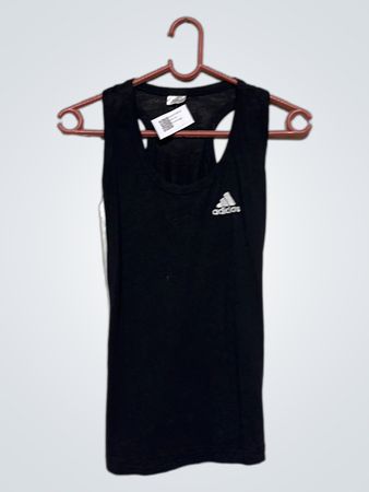 Adidas Schwarzes Tanktop mit weißen Streifen