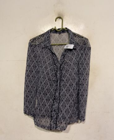 One Touch Women's Sheer Geometric Print Button-Up Blouse EUR 36