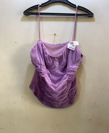 Lila Raffung Spaghettiträgershirt