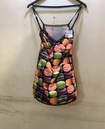 FaithVintage Macaron Print Slip Dress