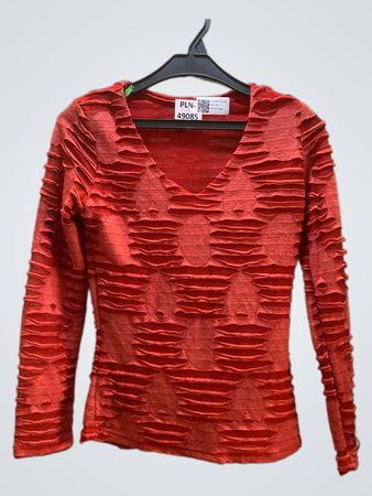 Rotes V-Ausschnitt Langarmoberteil