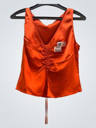 FaithVintage Orange Rüsch V-Ausschnitt Tanktop