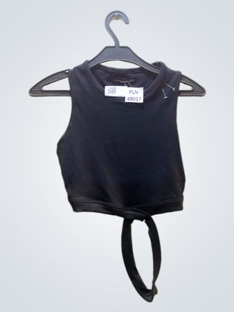 even&odo schwarzes geripptes kurzes Tanktop mit Bindung