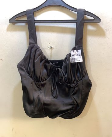 Schwarzes Raffung Bustier Top