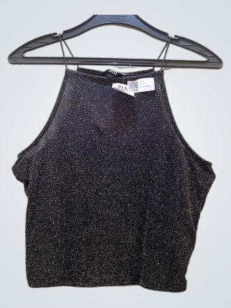 Neues Aussehen Schwarzes Glitzer Halterneck-Top