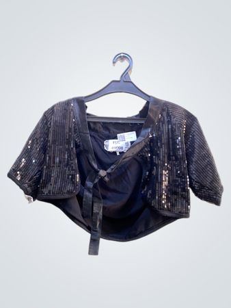 FaithVintage Schwarze Pailletten Bolero Jacke
