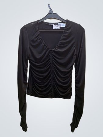 KAROL BASIC Schwarzes Raffung Langarmtop