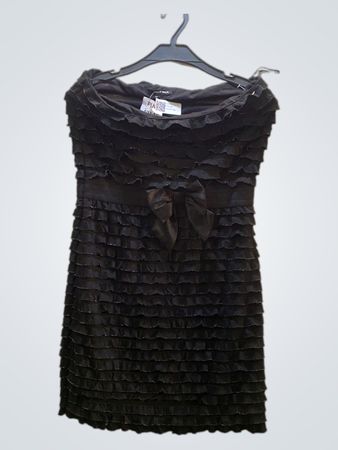 TALLY WEiJL Schwarzes Rüschenträgerloses Kleid mit Schleife