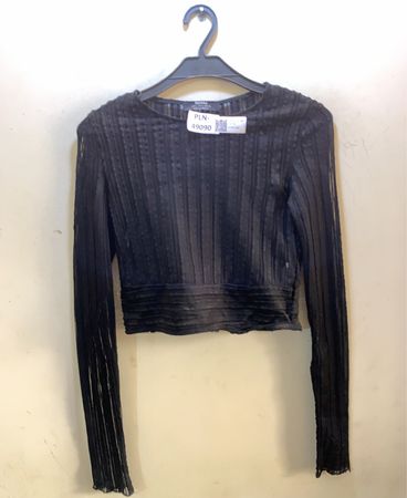 Bershka Schwarzes Transparente Langarmtop