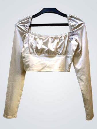 FaithVintage Langarm Quadrat-Ausschnitt Crop Top