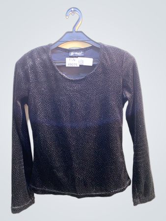D Collection Paris Black Sparkle Langarm-Top