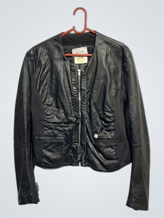 GAUDI schwarze Lederjacke mit Rüschen