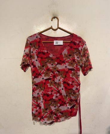 Rotes floralem Mesh-Top