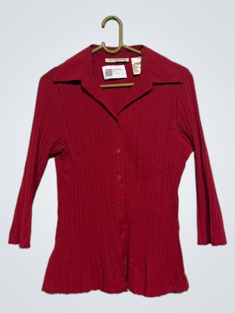 Laura Petites Rotes Geripptes Knopfhosenhemd