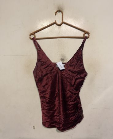 VERONIKA MAINE Damen Burgunderfarbene Spaghetti-Top