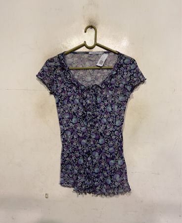QUIOSQUE Floral Print Sheer Button-Up Top