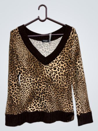 Bernardi Collection Leopard Print V-Ausschnitt Pullover