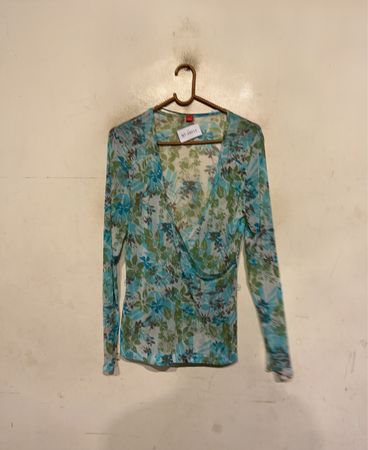 S.Oliver Floral Sheer Long-Sleeve Top
