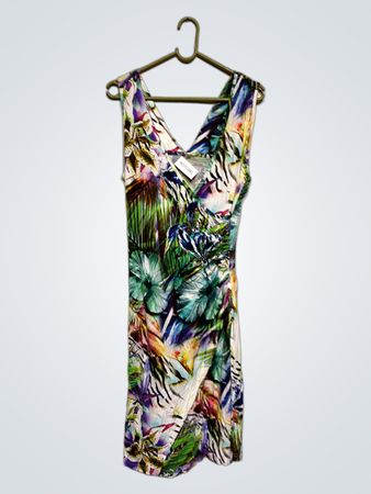 Ärmelloses Kleid mit tropischem Druck für Frauen