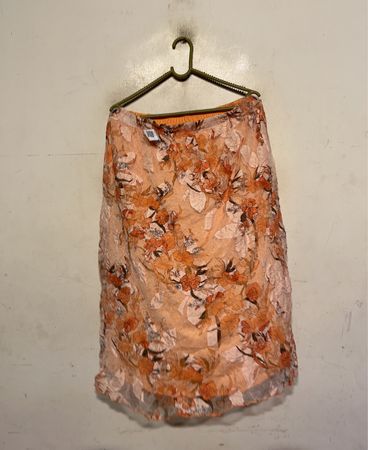 Oranger Blumenmuster Midi-Rock