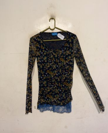 Mad Jude Floral Print Mesh Top