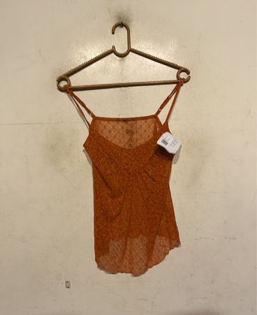Orange Floral Print Spaghettiträgerbluse
