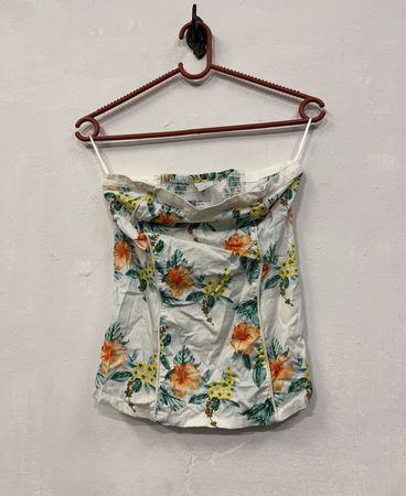Zebra Floral Smocked Tube Top