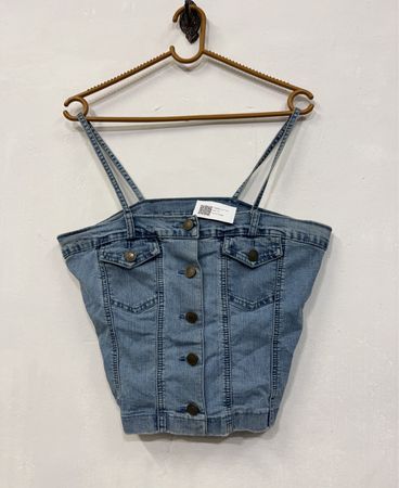 Denim-Crop-Top mit Trägern