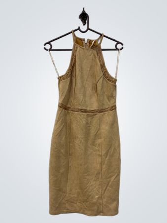 Beige Wildleder Halterkleid