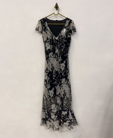 Hao Bi Blumenmuster Sheer Midi Kleid