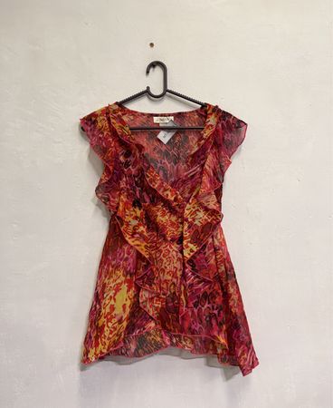 Belle du Jour Damen Rüschendruckbluse