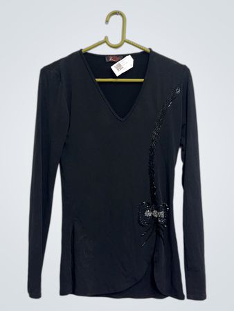 See You Fashion is Art Schwarzes Langarmshirt mit Schleifendetail