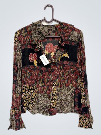 Langärmlige Bluse mit Knopfleiste und Blumenmuster