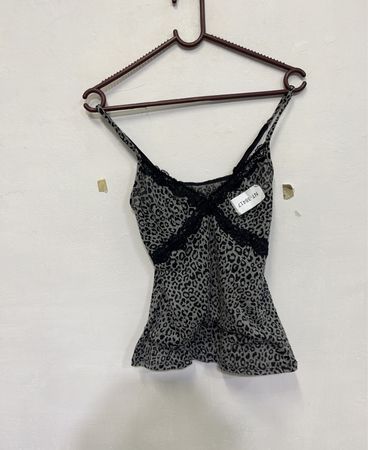 Leopard-Print-Cami-Top mit Spitze