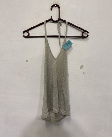CHEYENNE Silver Glitter Halter Top