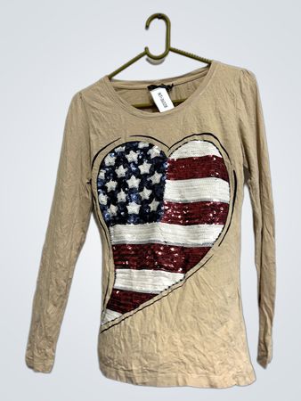 GEISHA Damen Langarmshirt mit Herzdesign der amerikanischen Flagge