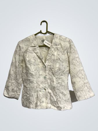 Dressbarn Petite Weiß Paisley Pailletten Blazer