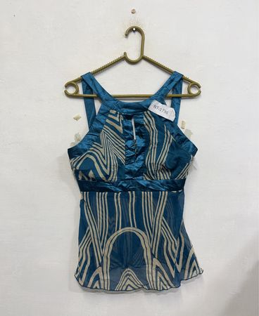 Nuna Lie Blau und Creme Gemustertes Trägertop