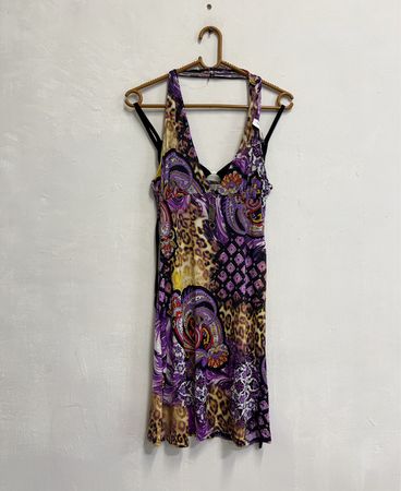 Paisley- und Leopardenmuster-Topkleid