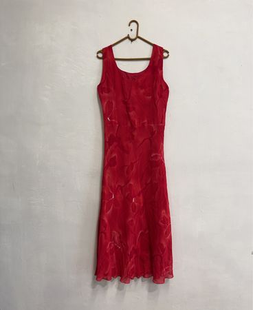 Rotes Floralprint ärmelloses Kleid