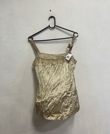 Satin-Camisole mit Spitzenbesatz